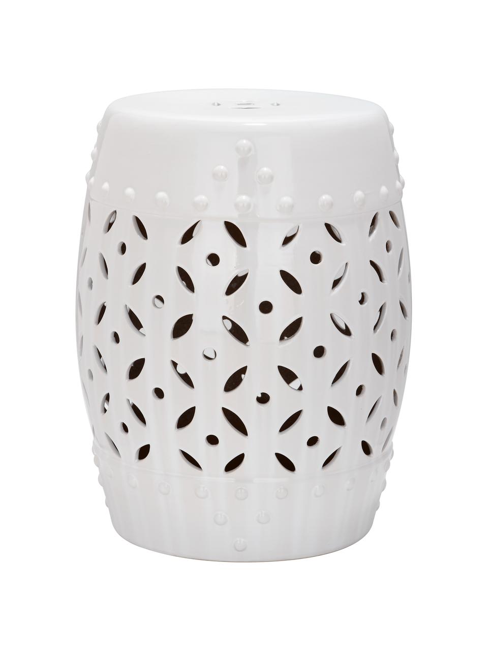 Tabouret/Table d'appoint fait main Philine, Blanc