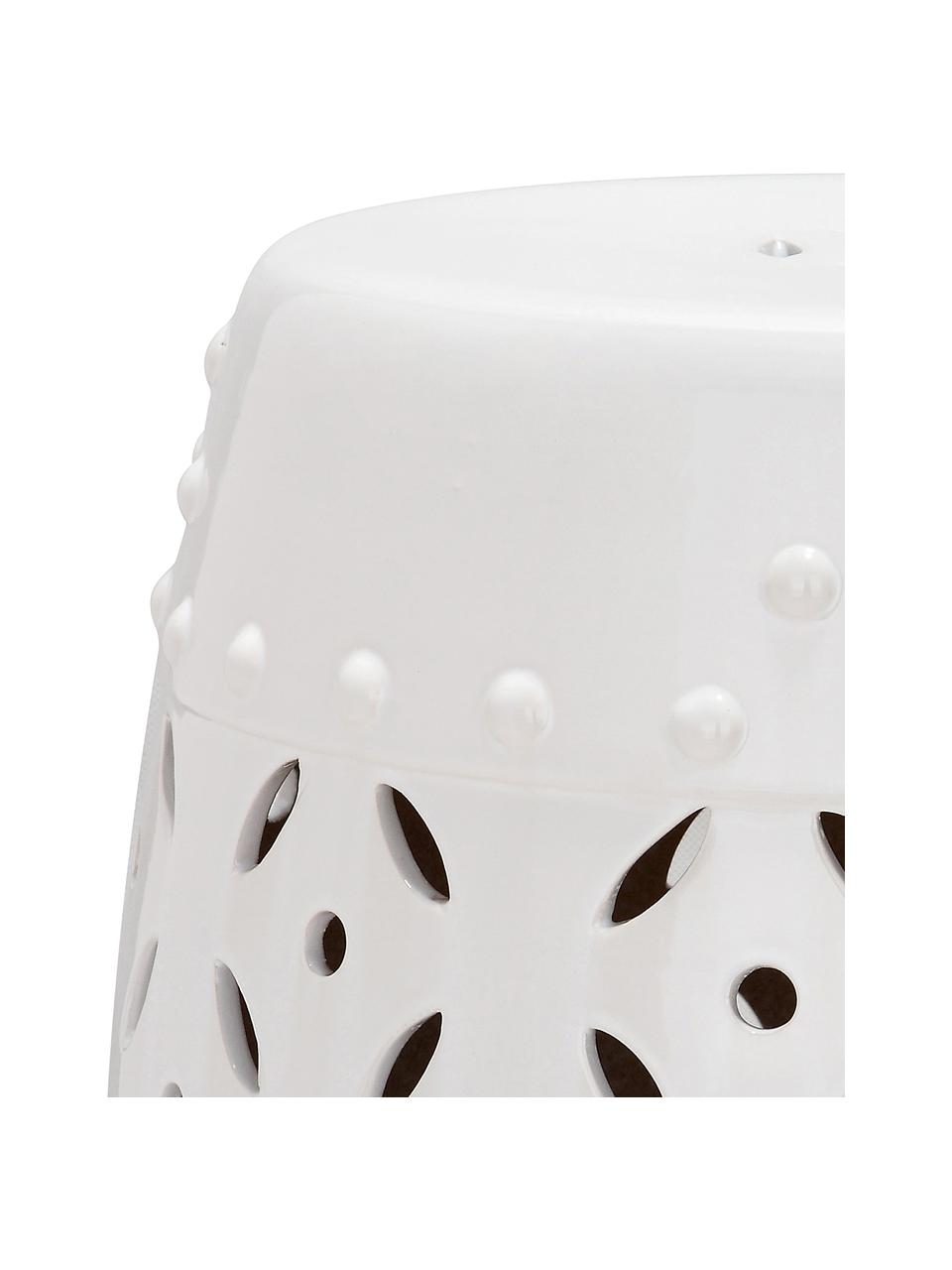 Tabouret/Table d'appoint fait main Philine, Blanc