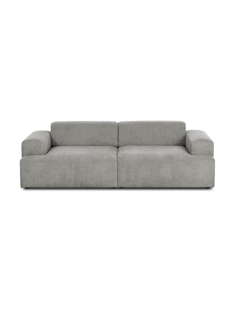 Cord-Sofa Melva (3-Sitzer) in Grau, Bezug: Cord (92% Polyester, 8% P, Gestell: Massives Kiefernholz, Spa, Füße: Kiefernholz Die Füße befi, Cord Grau, B 240 x T 101 cm