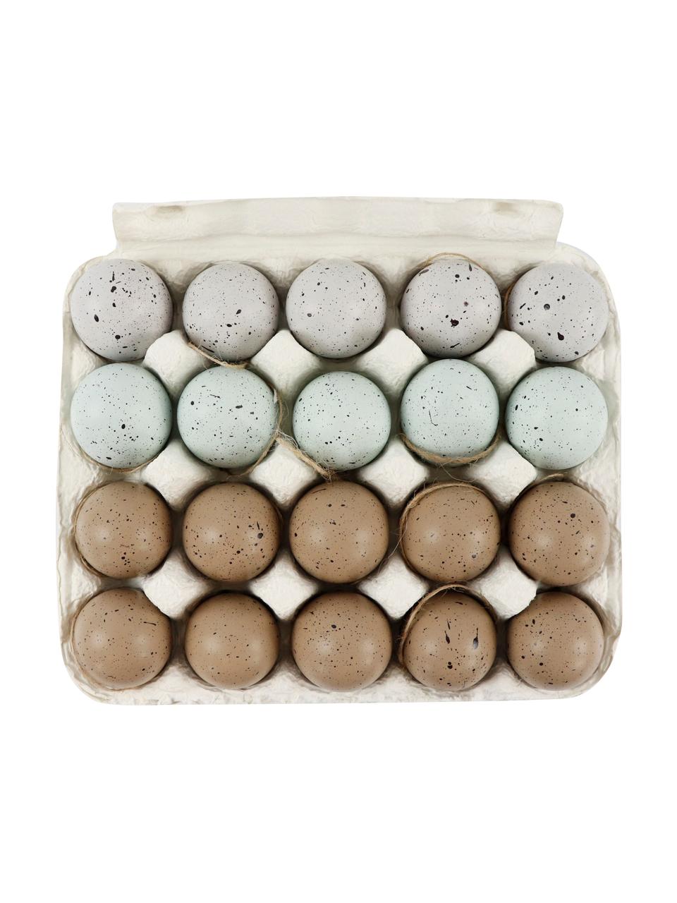 Deko-Objekte Ostereier in Eierbox Natural Sparkle, 20 Stück, Hühnereier, Karton, Brauntöne, Blautöne, Grautöne, Ø 6 x H 6 cm