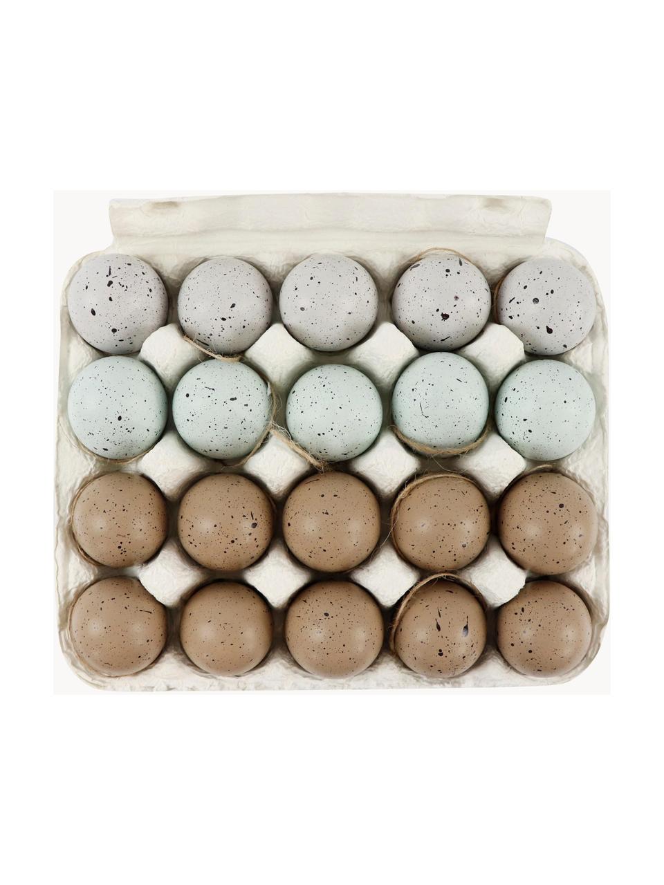 Set de piezas decorativas huevos Natural Sparkle, 20 uds., Huevos de gallina, cartón, Multicolor, Ø 6 x Al 6 cm