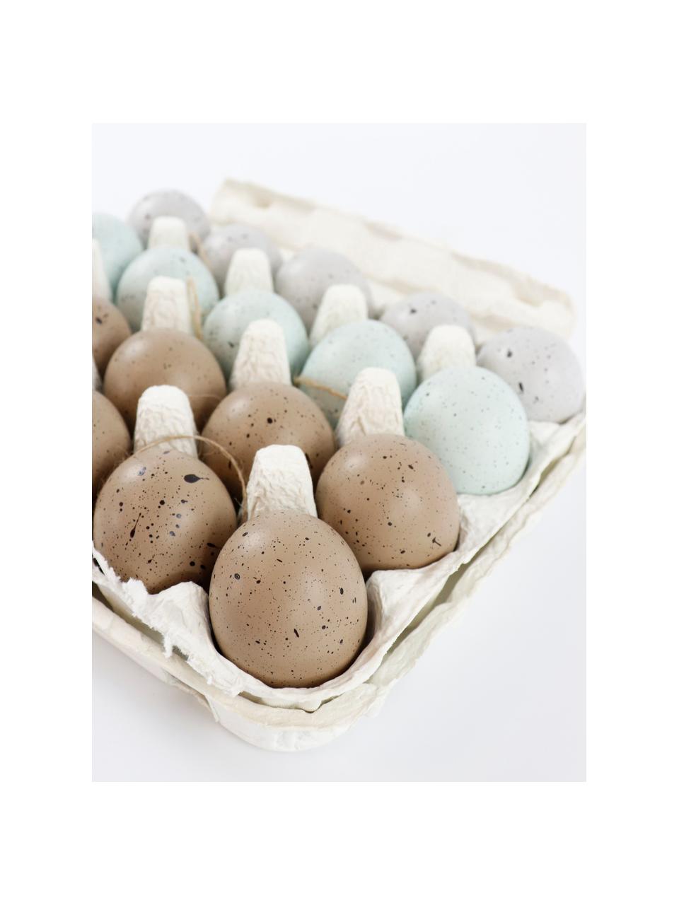 Set de piezas decorativas huevos Natural Sparkle, 20 uds., Huevos de gallina, cartón, Multicolor, Ø 6 x Al 6 cm