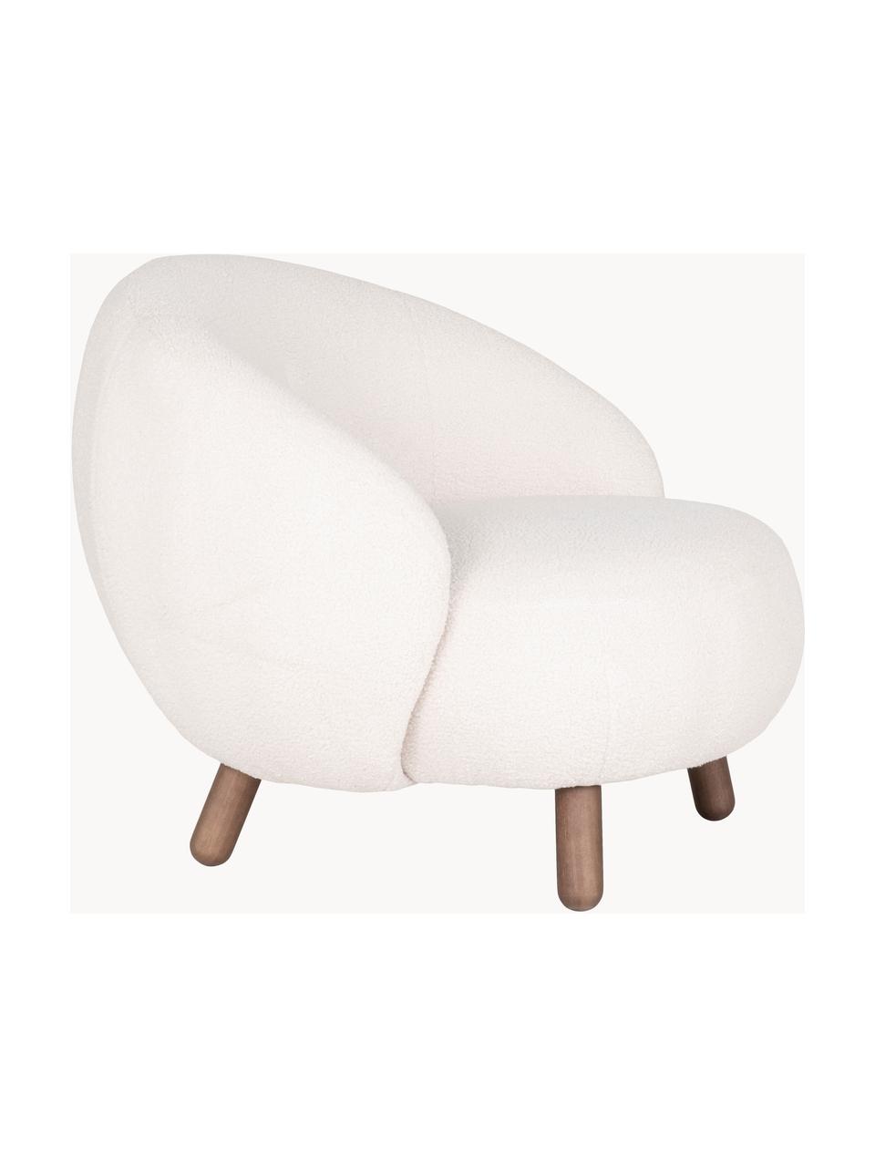 Teddy loungefauteuil Savona, Bekleding: teddy (100% polyester) Me, Poten: grenenhout, geolied, Teddy gebroken wit, grenenhout, B 76 x D 80 cm