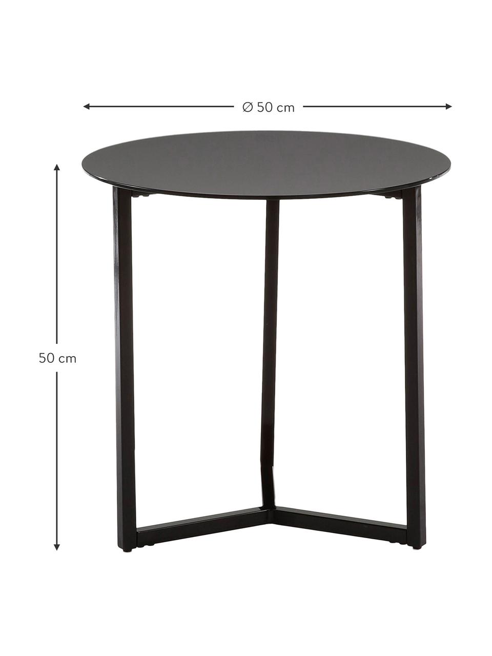 Bijzettafel Raeam met glazen tafelblad, Tafelblad: veiligheidsglas, getint, Frame: gelakt metaal, Zwart, Ø 50 x H 50 cm