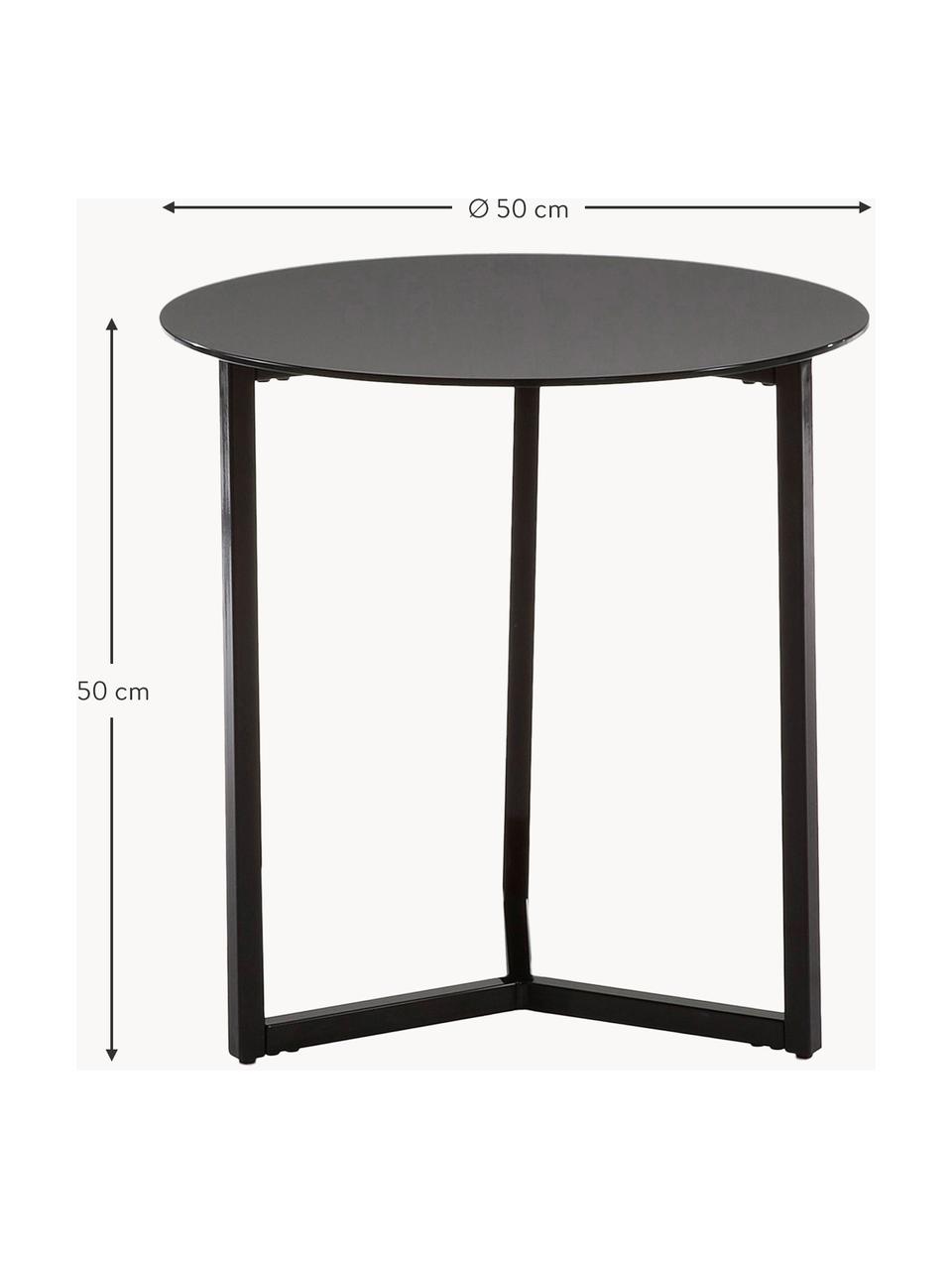 Beistelltisch Raeam mit Glasplatte, Tischplatte: Sicherheitsglas, getönt, Gestell: Metall, lackiert, Schwarz, Ø 50 x H 50 cm