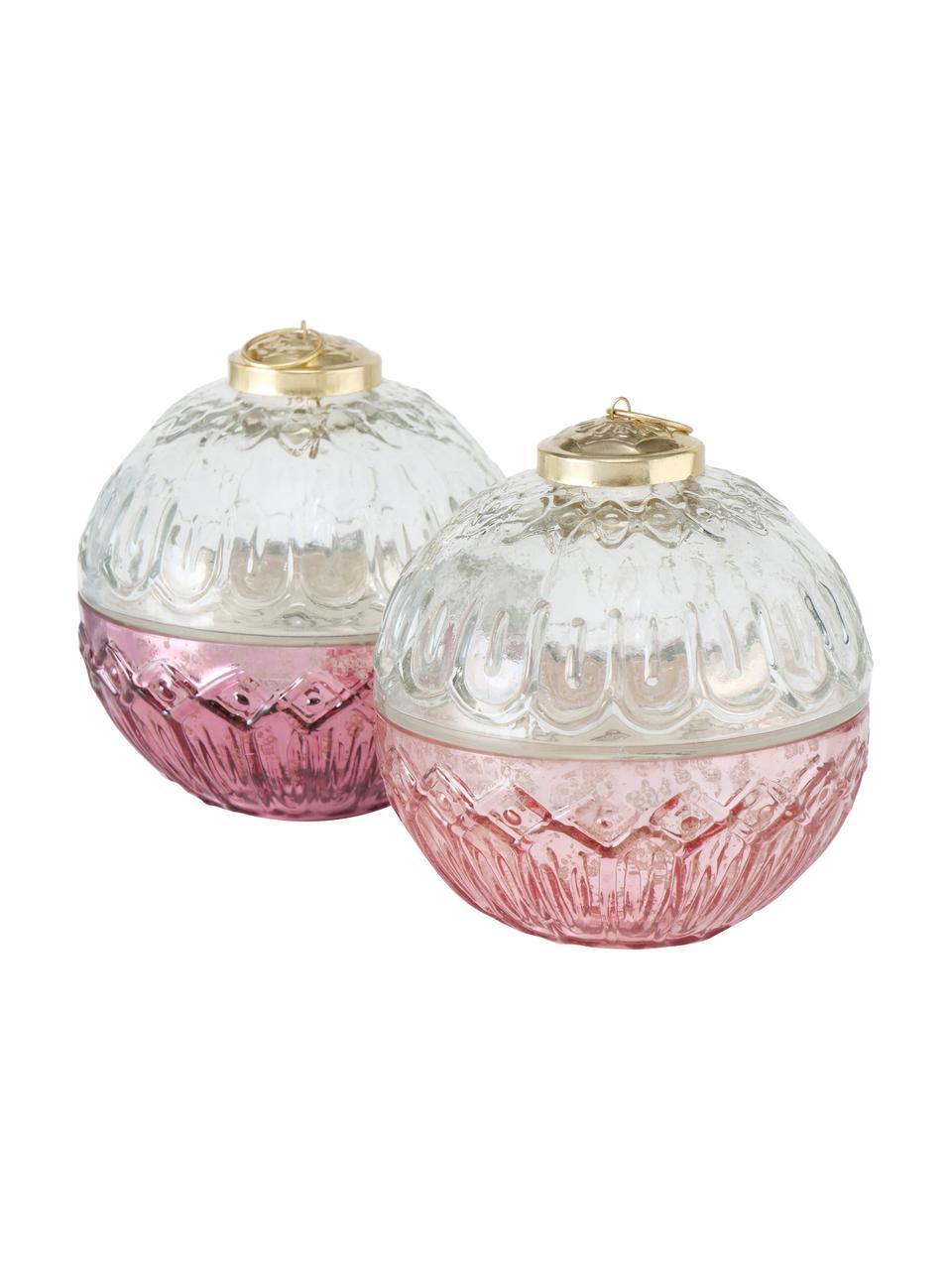 Bougie parfumée Noël Camity (vanille), 2 pièces, Transparent, rose, couleur dorée