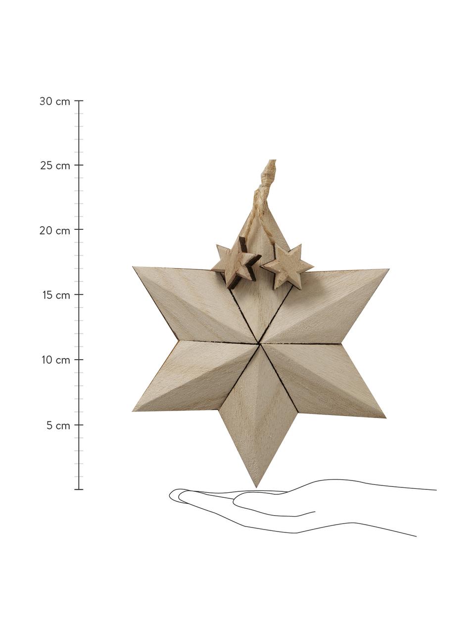 Weihnachtsbaumanhänger-Set Carmea, 3-tlg., Paulownia-Holz, Hellbraun, Set mit verschiedenen Größen