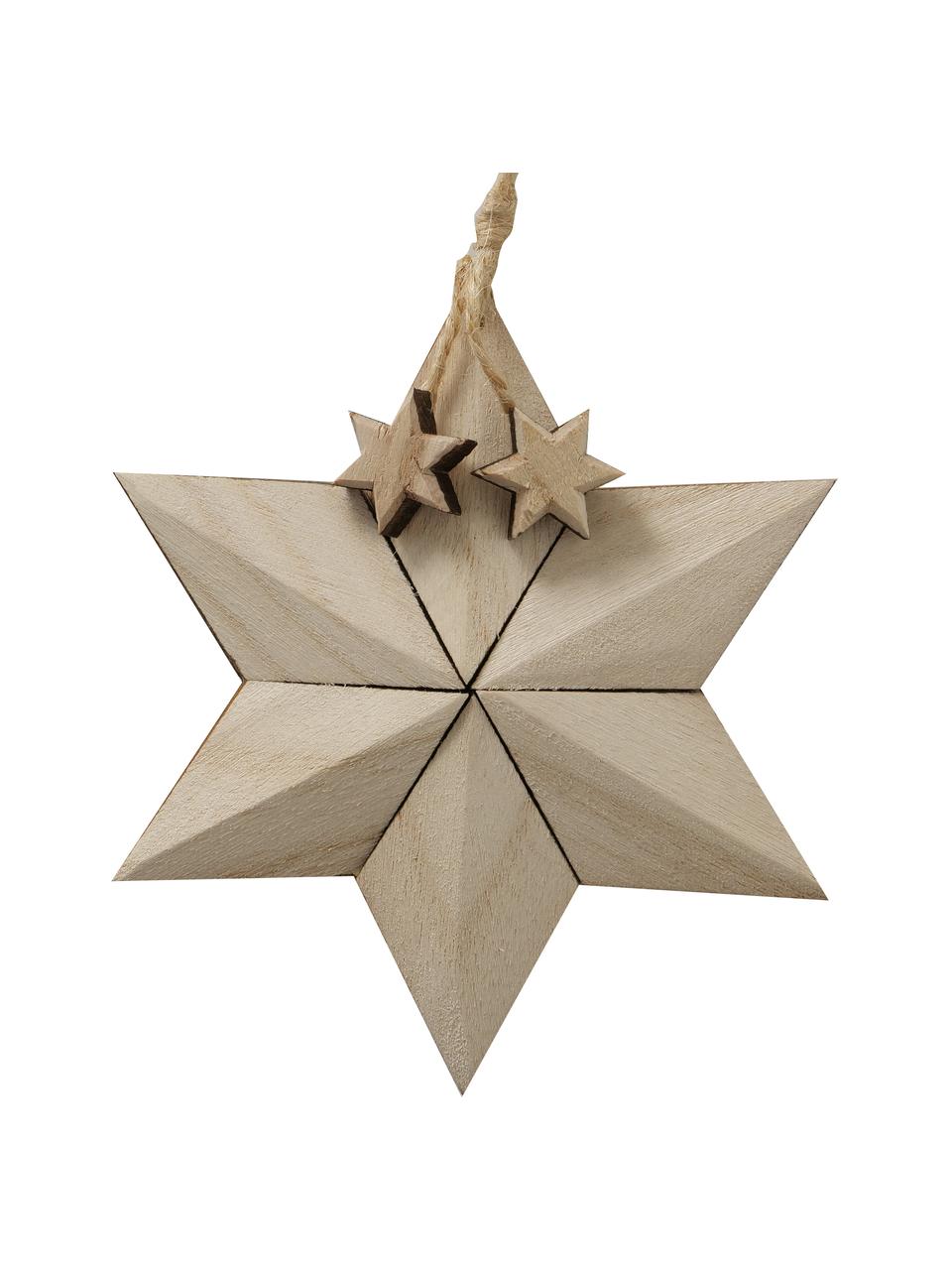 Weihnachtsbaumanhänger-Set Carmea, 3-tlg., Paulownia-Holz, Hellbraun, Set mit verschiedenen Größen