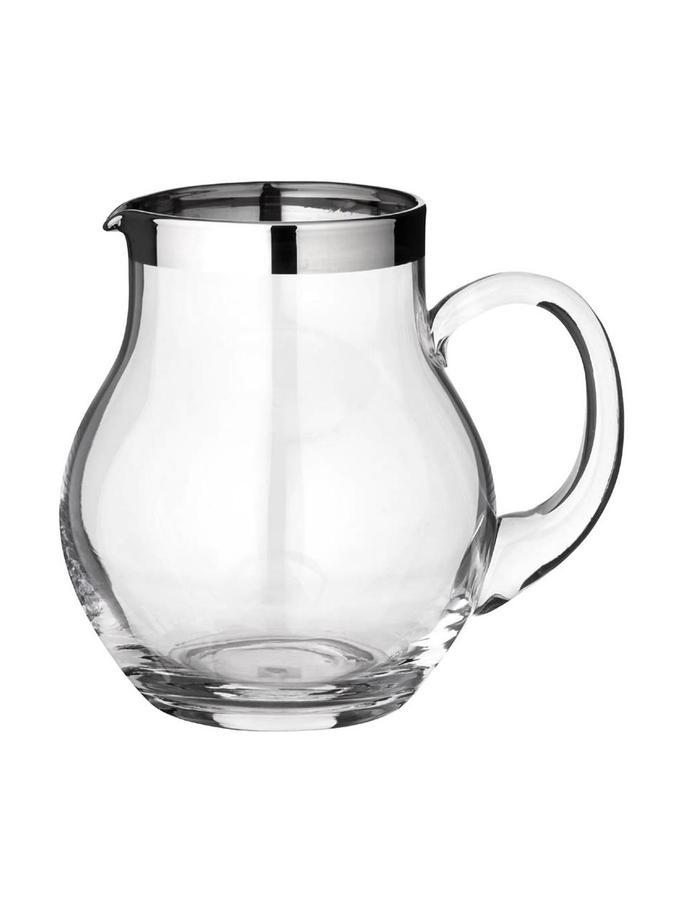 Krug Olivia mit Platinrand, 1 L, Kristallglas , Platinrand, Transparent, H 16 cm