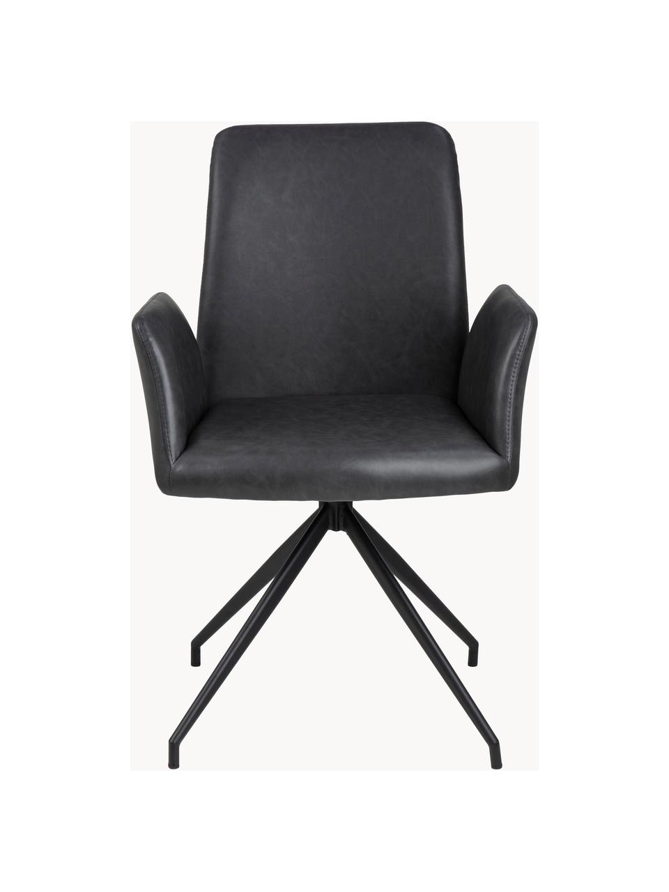 Otočná židle s područkami z umělé kůže Naya, Černá, Š 59 cm, H 59 cm