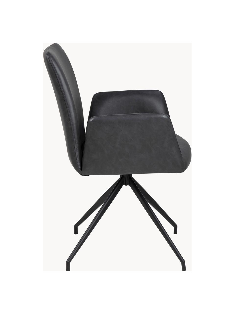 Chaise pivotante en cuir synthétique Naya, Cuir synthétique anthracite, larg. 59 x prof. 59 cm