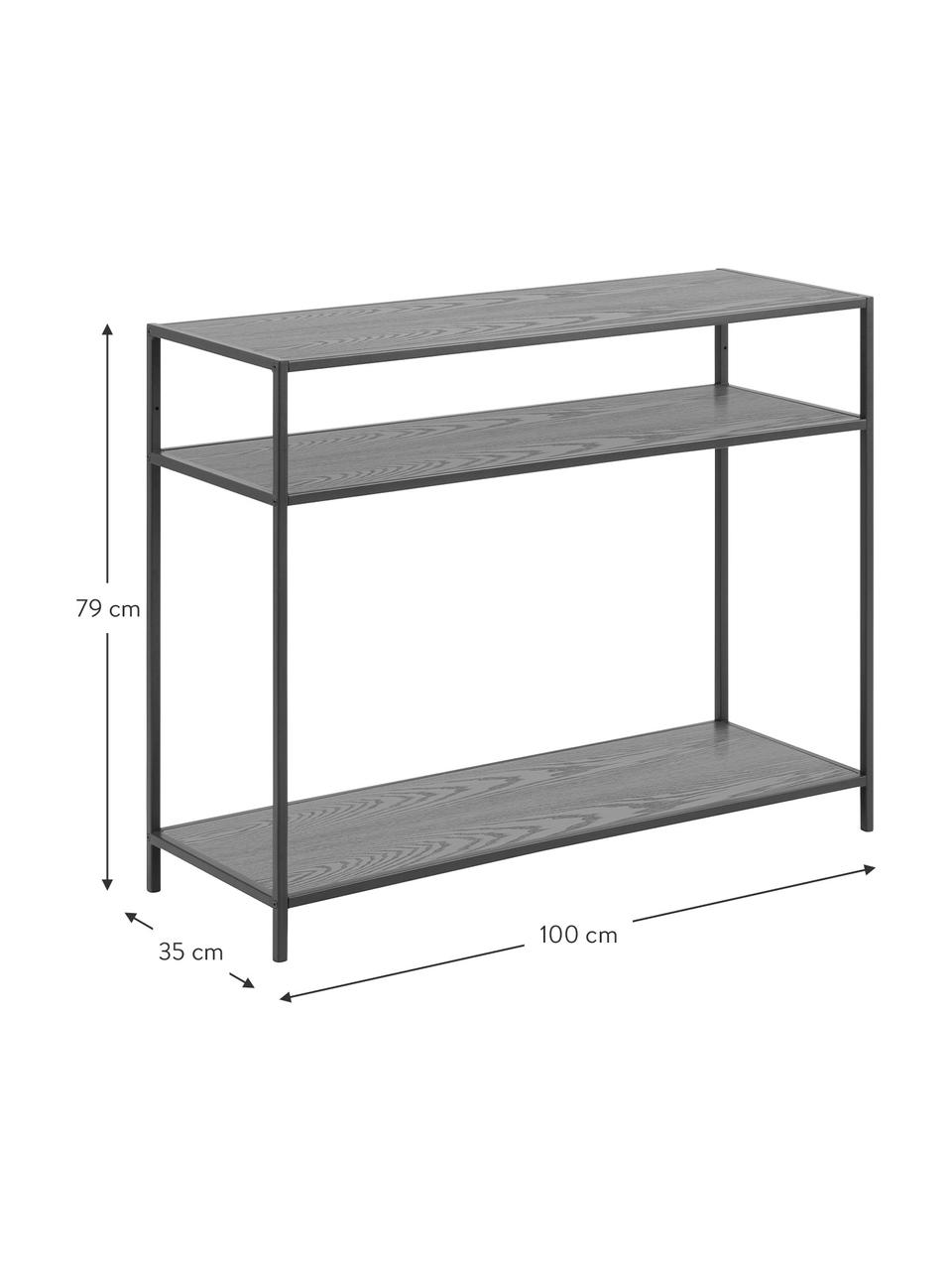 Konsola z drewna i metalu Seaford, Stelaż: metal malowany proszkowo, Drewno naturalne, czarny, S 100 x G 35 cm