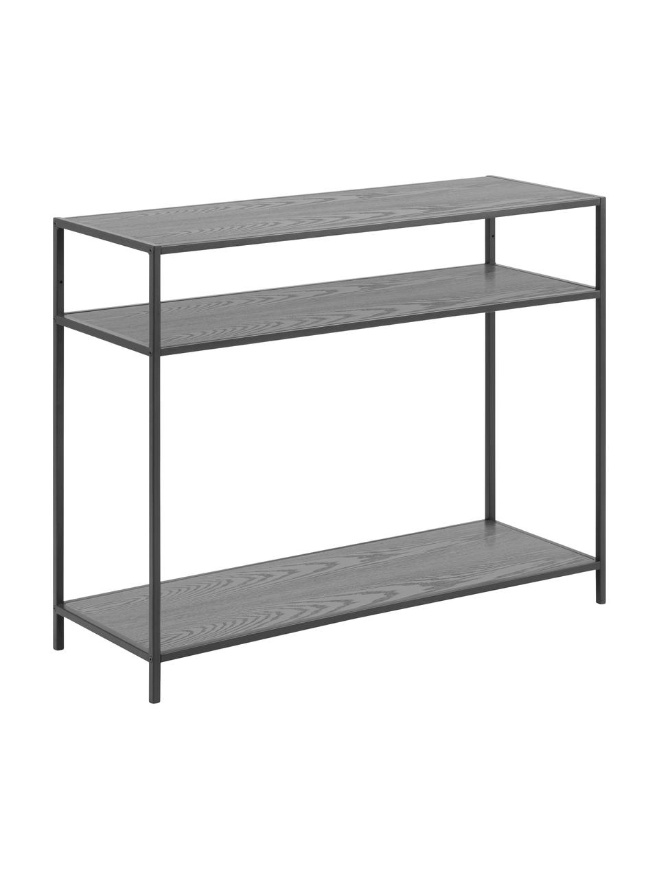 Konsola z drewna i metalu Seaford, Stelaż: metal malowany proszkowo, Drewno naturalne, czarny, S 100 x G 35 cm