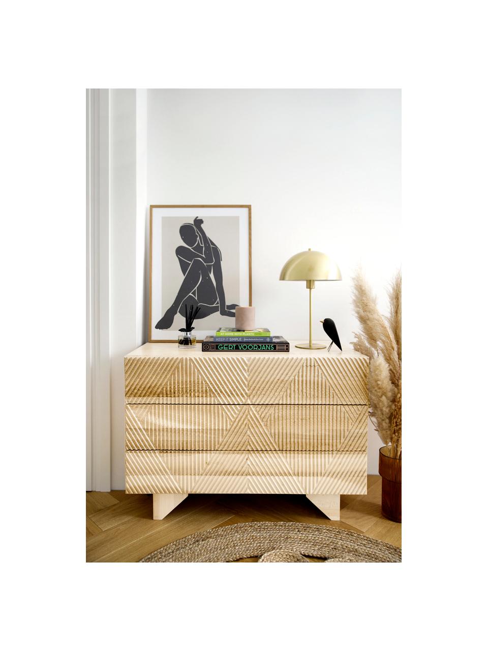 Commode bois de chêne massif avec tiroirs Louis, Bois de frêne, larg. 100 x haut. 75 cm