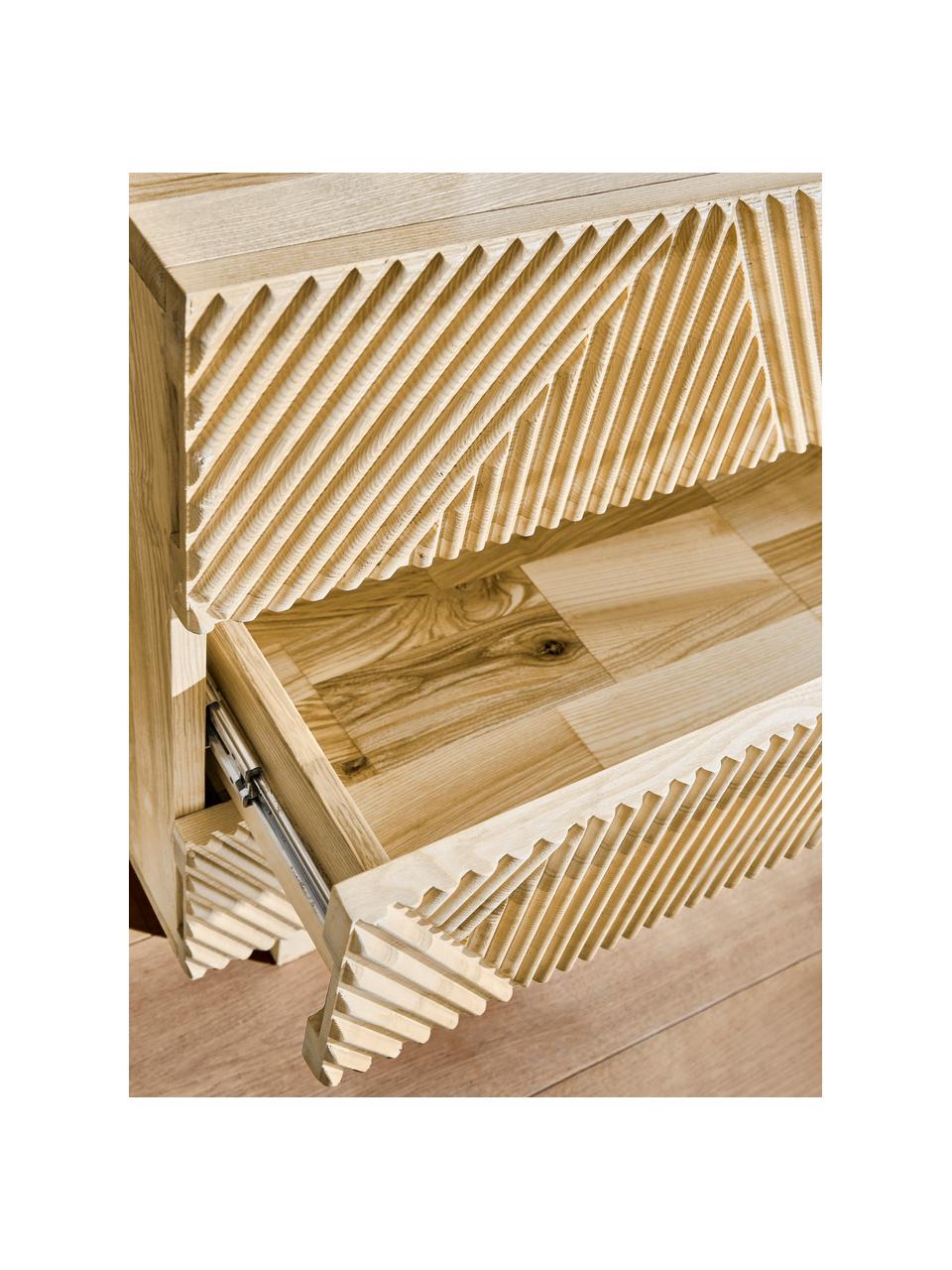 Commode bois de chêne massif avec tiroirs Louis, Bois de frêne, larg. 100 x haut. 75 cm