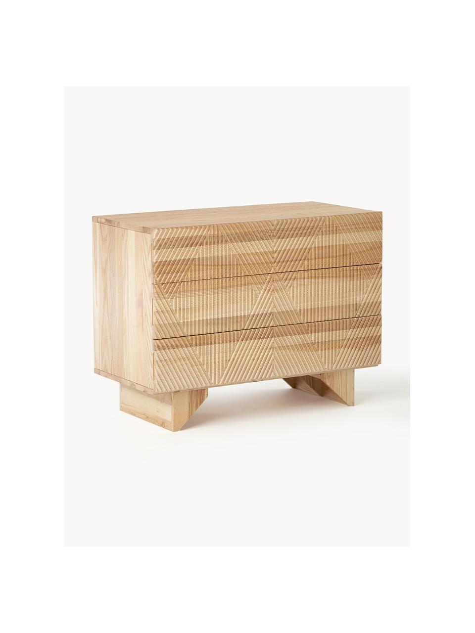 Schubladenkommode Louis aus massivem Eschenholz, Korpus: Massives Eschenholz, lack, Eschenholz, B 100 x H 75 cm