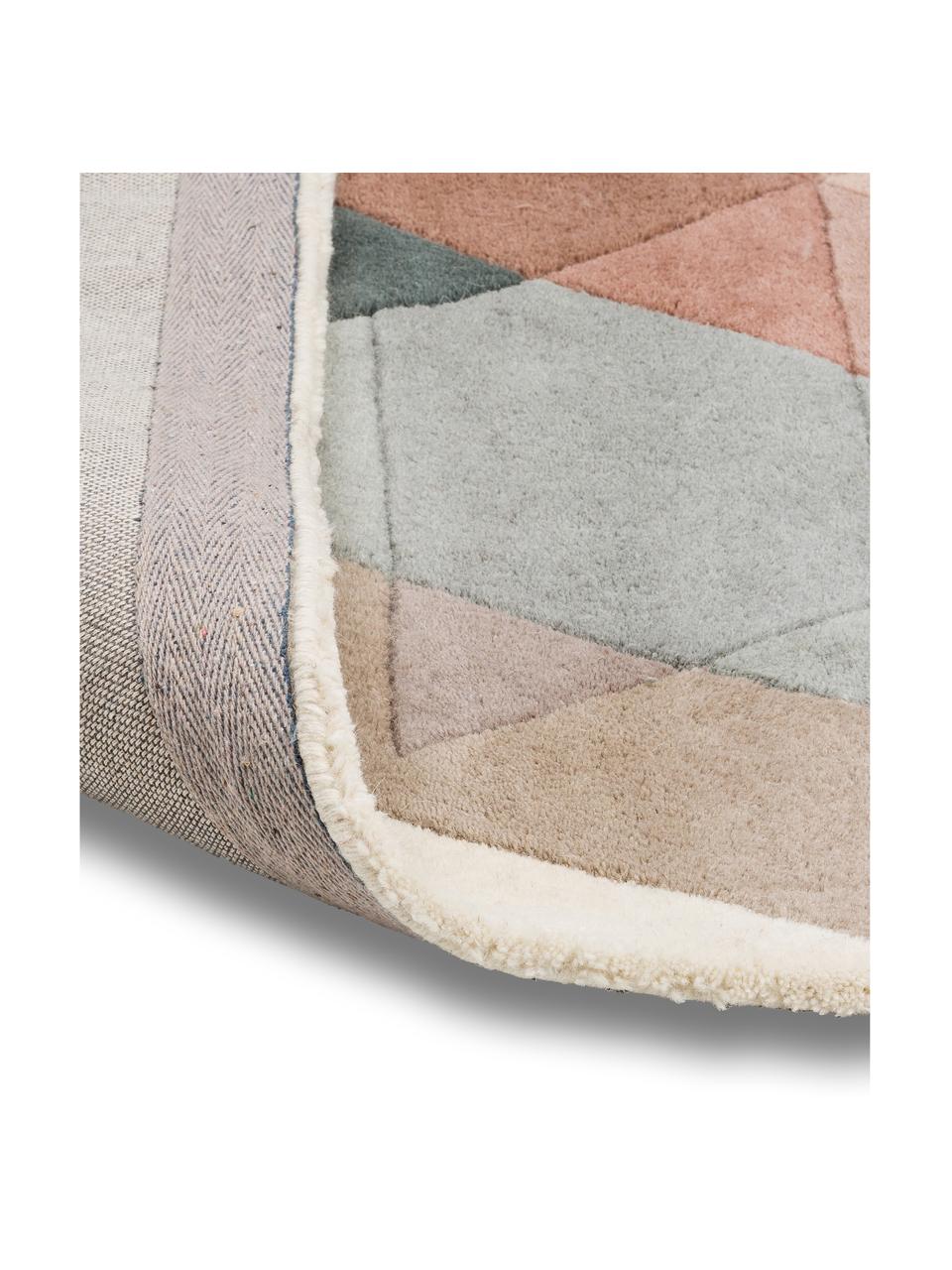 Alfombra artesanal de lana de diseño Freya, Parte superior: 95% lana, 5% viscosa, Reverso: 100% algodón Las alfombra, Multicolor, An 140 x L 200 cm (Tamaño S)