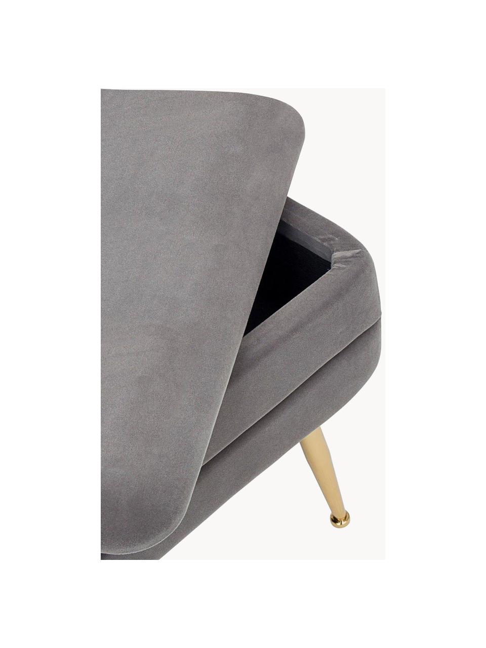 Banquette en velours avec rangement Pavlina, Velours gris foncé, larg. 80 x haut. 42 cm