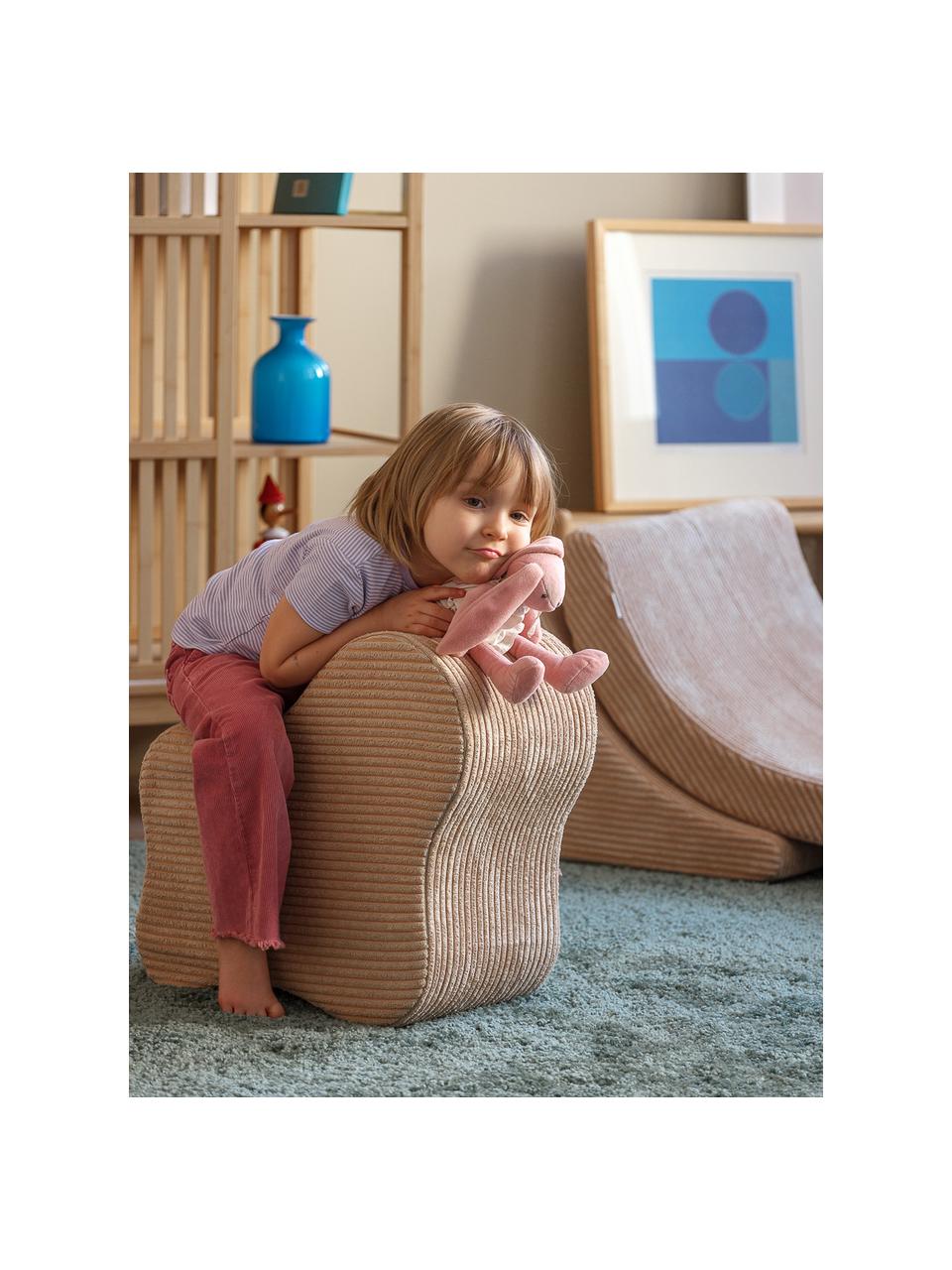 Handgefertigter Kinder-Pouf Cloud aus Cord, Bezug: Cord (100 % Polyester) au, Cord Hellbeige, B 80 x T 30 cm