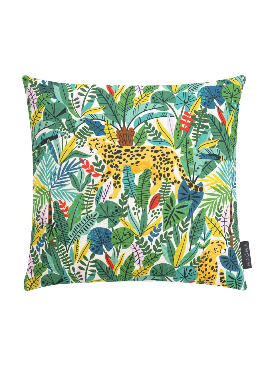 Kussenhoes Wildlife met jungle motief, Weeftechniek: half panama, Groen, multicolour, 40 x 40 cm