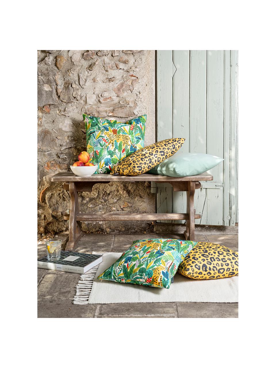 Kussenhoes Wildlife met jungle motief, Weeftechniek: half panama, Groen, multicolour, 40 x 40 cm