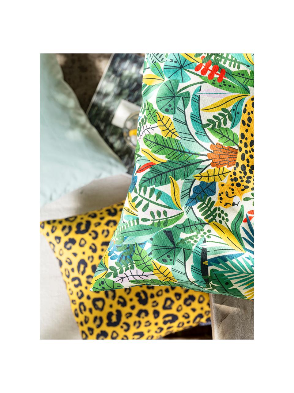 Kussenhoes Wildlife met jungle motief, Weeftechniek: half panama, Groen, multicolour, 40 x 40 cm