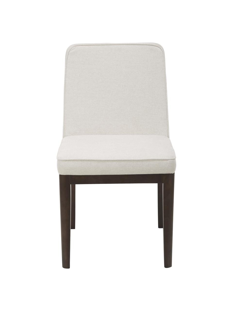 Chaise rembourrée Koga, Tissu blanc crème, bois de frêne foncé, larg. 47 x haut. 86 cm