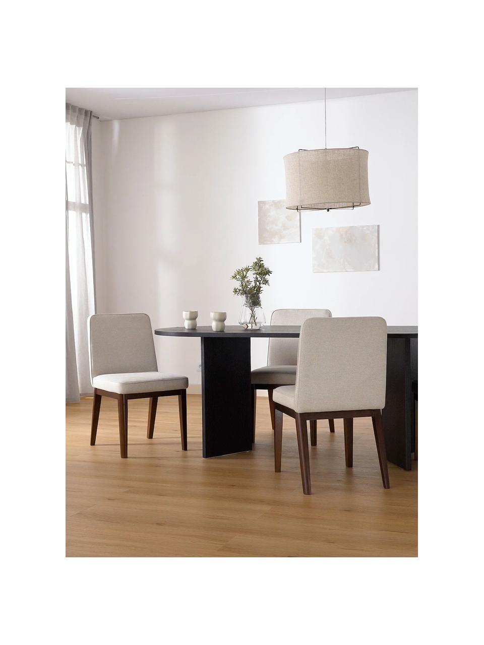Gestoffeerde stoel Koga in crèmewit, Bekleding: 100% polyester Met 30.000, Poten: essenhout, Frame: metaal, Geweven stof crèmewit, B 47 x H 86 cm