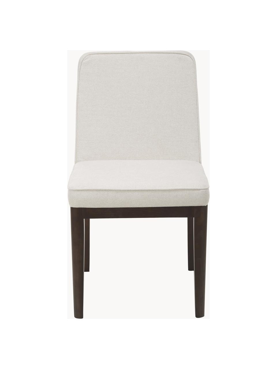 Silla tapizada Koga, Tapizado: 100% poliéster Alta resis, Patas: madera de fresno, Estructura: metal, Tejido blanco crema, madera de fresno oscura, An 47 x Al 86 cm