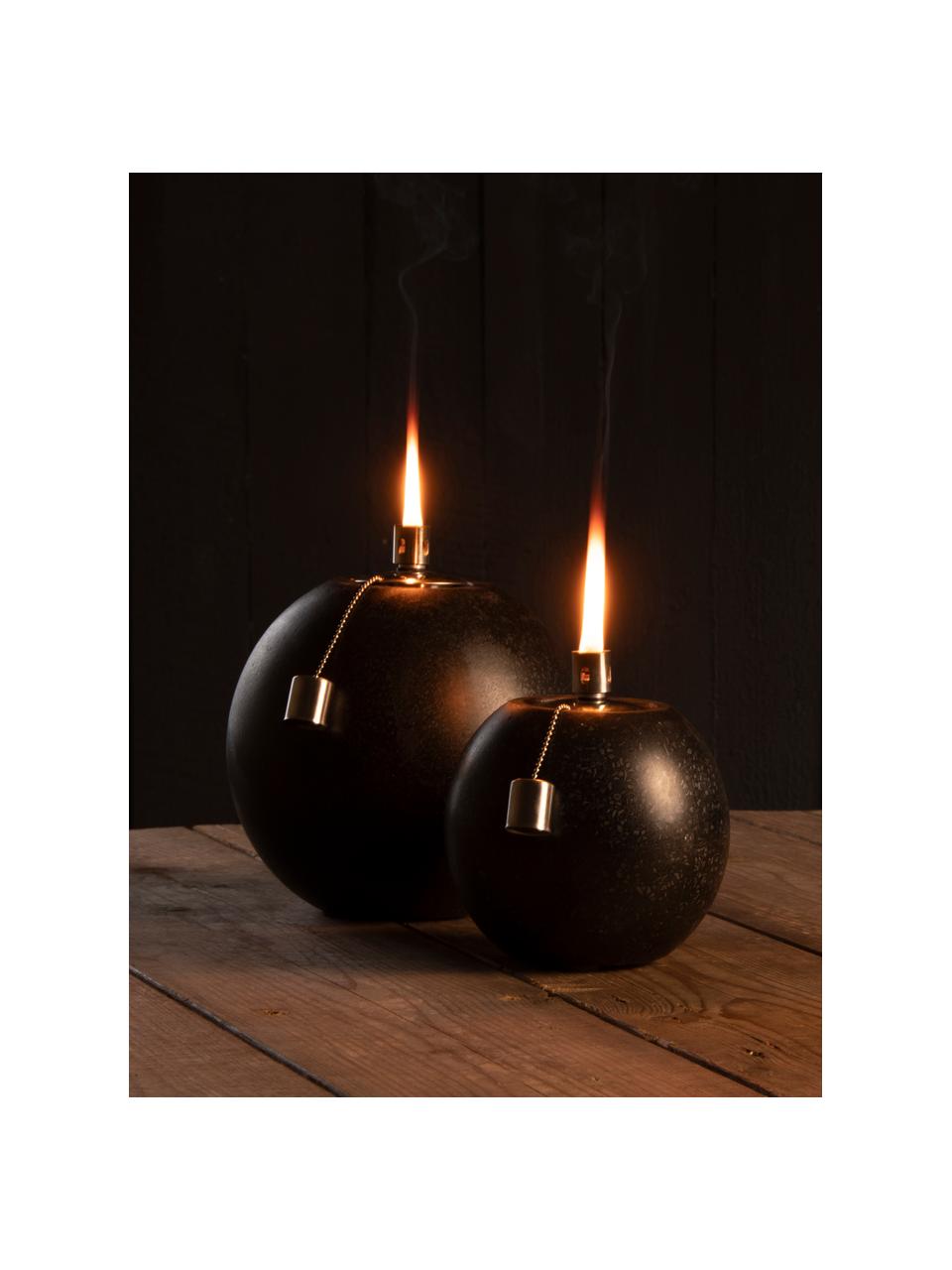 Lampe à huile Tizzi, Terrazzo, acier inoxydable, Noir, Ø 14 x haut. 17 cm