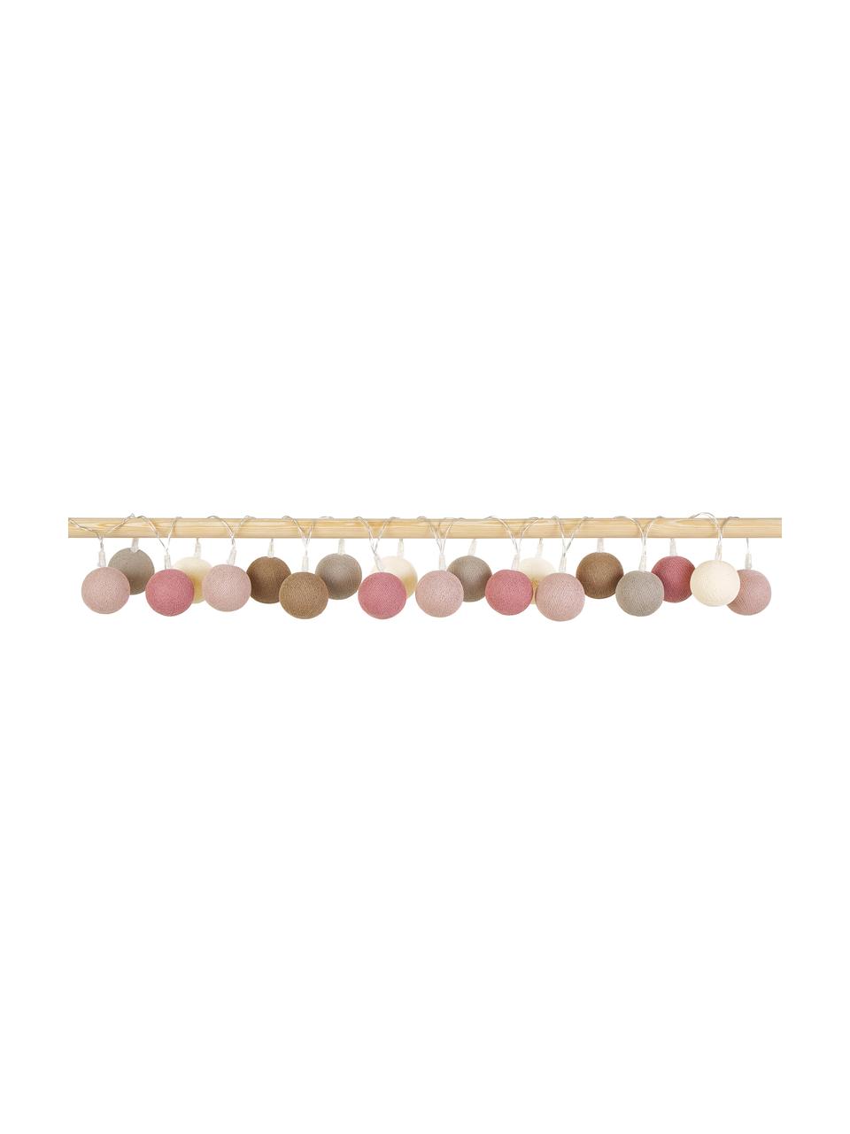 LED lichtslinger Colorain, 378 cm, 20 lampions, Lampions: polyester, WFTO gecertifi, Beige, bruintinten, rozetinten, L 378 cm