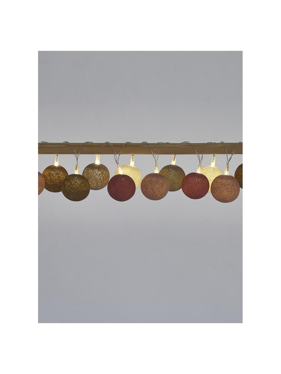 LED-Lichterkette Colorain, 378 cm, 20 Lampions, Lampions: Polyester, WFTO-zertifizi, Beige, Brauntöne, Rosatöne, L 378 cm