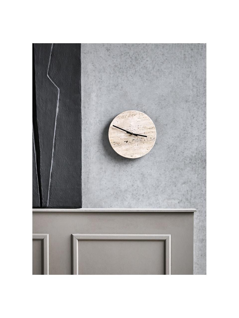 Horloge artisanale en travertin Loko, Travertin beige, Ø 25 cm