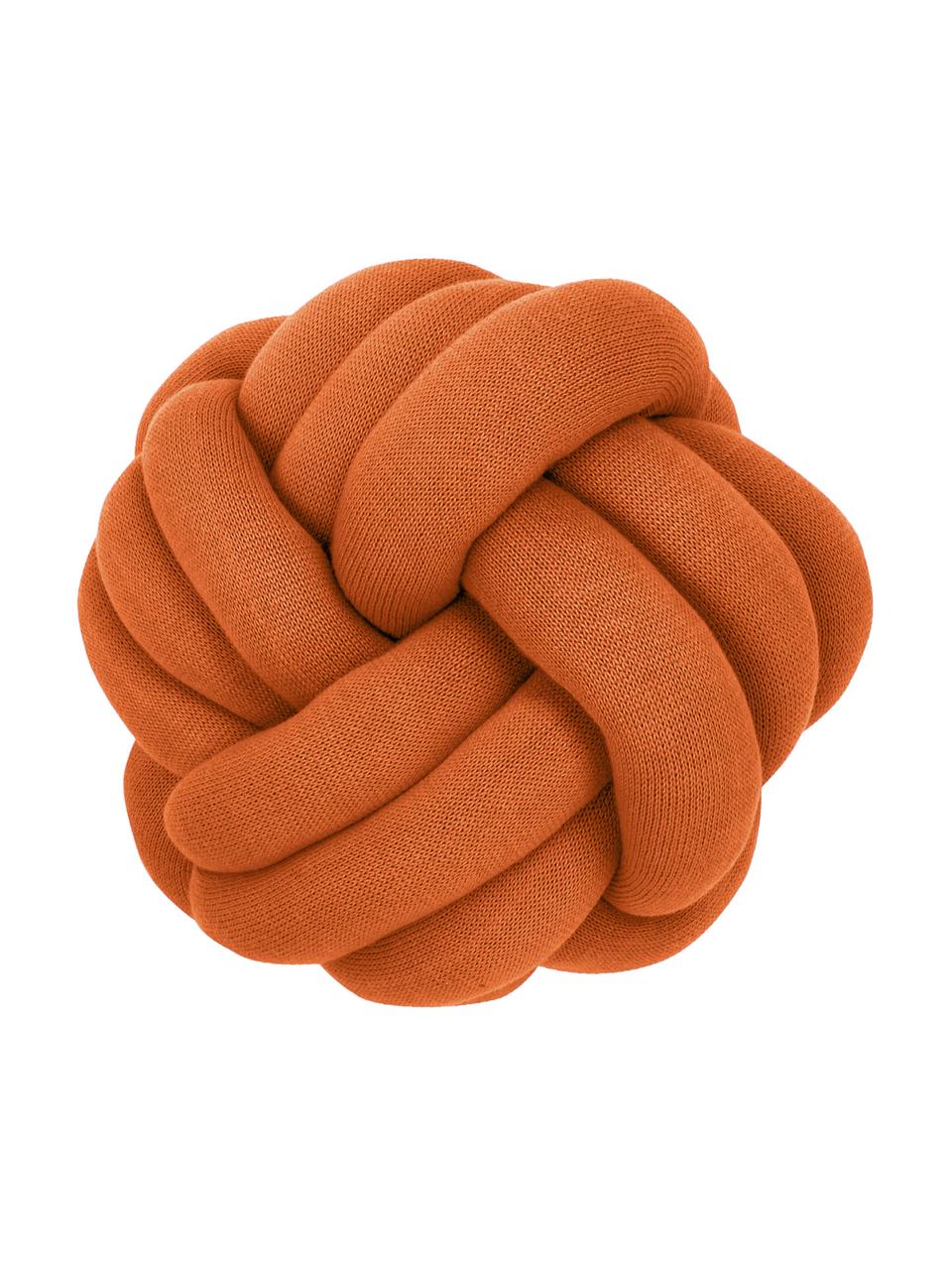 Geknoopt kussen Twist in terracotta, Terracotta, Ø 30 cm