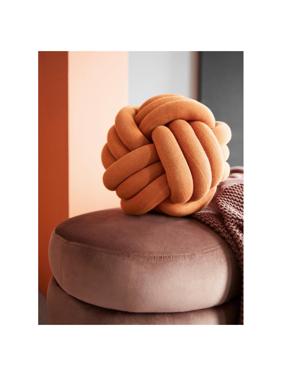 Geknoopt kussen Twist in terracotta, Terracotta, Ø 30 cm