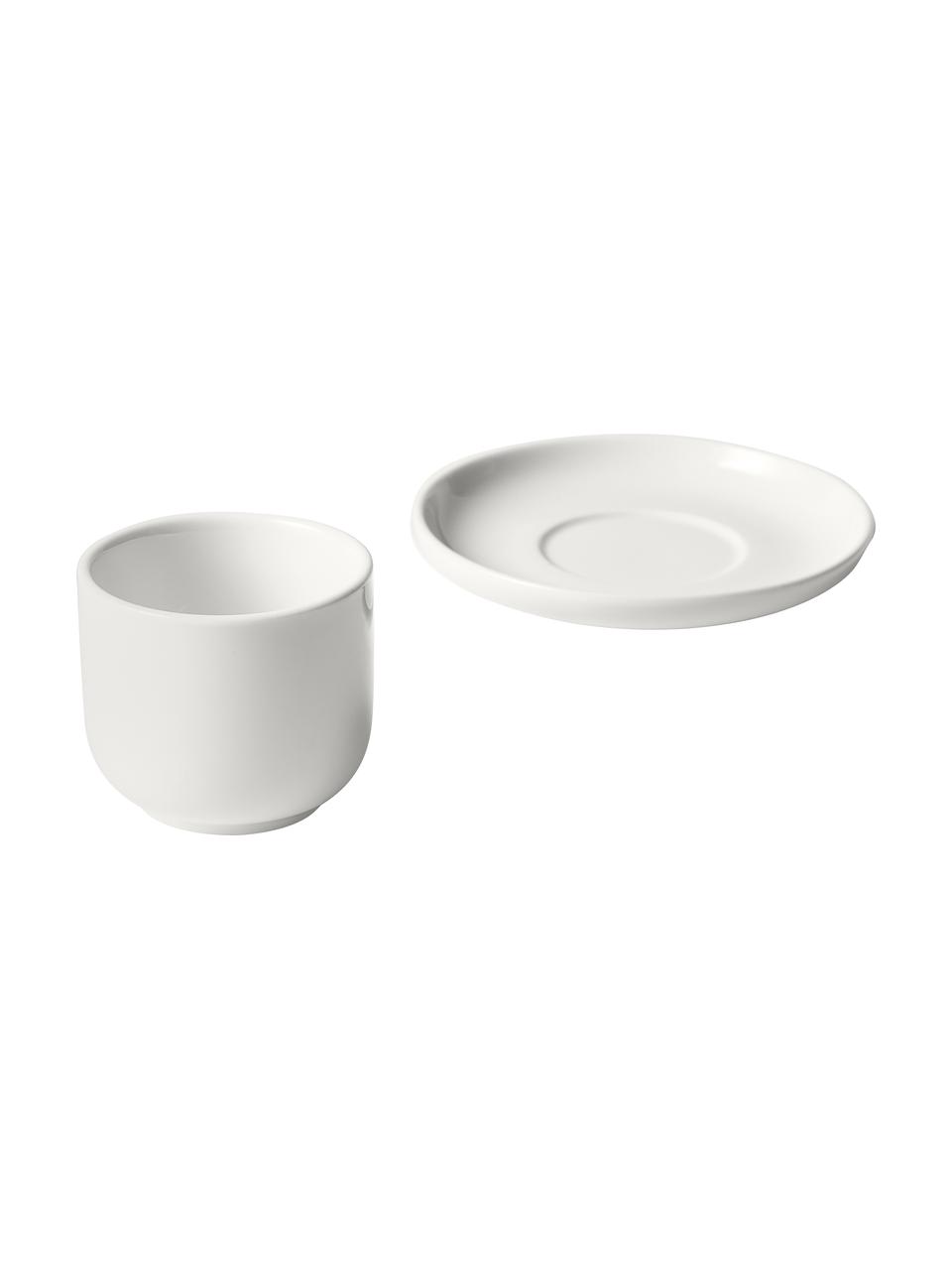 Porcelánové šálky na kávu s podšálkami Nessa, 4 ks, Vysokokvalitný porcelán, Biela, Ø 7 x V 6 cm