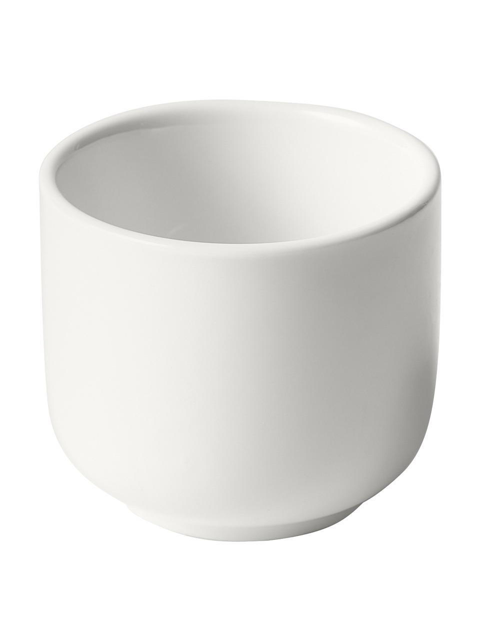Tazas de café expresso de porcelana con platitos Nessa, 4 uds., Porcelana dura de alta calidad, Blanco, Ø 7 x Al 6 cm
