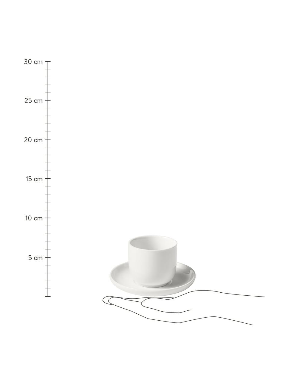 Filiżanka ze spodkiem z porcelany Nessa, 4 szt., Porcelana twarda, Biały, Ø 7 x W 6 cm
