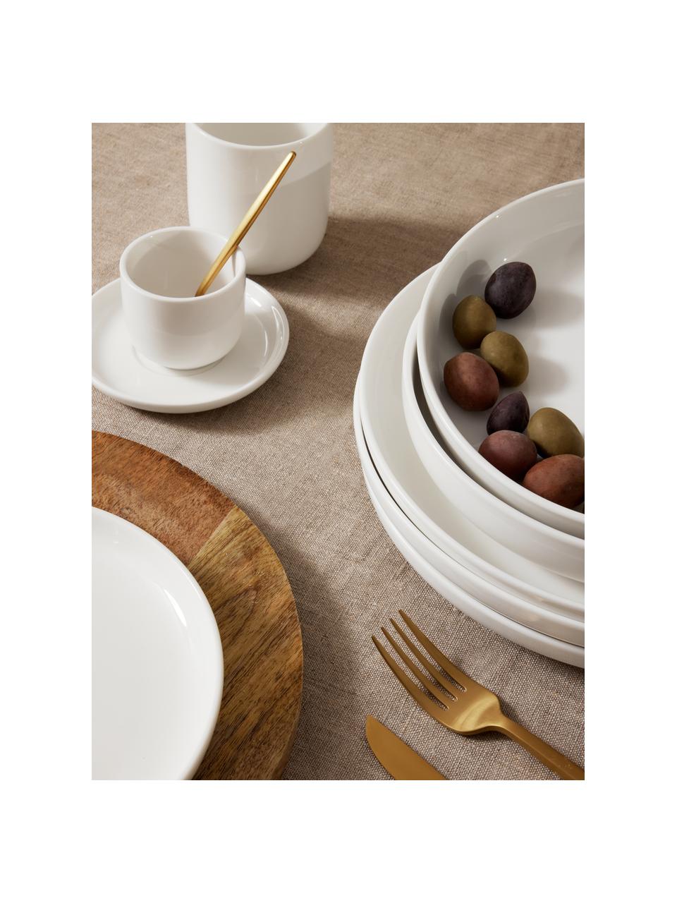 Filiżanka ze spodkiem z porcelany Nessa, 4 szt., Porcelana twarda, Biały, Ø 7 x W 6 cm