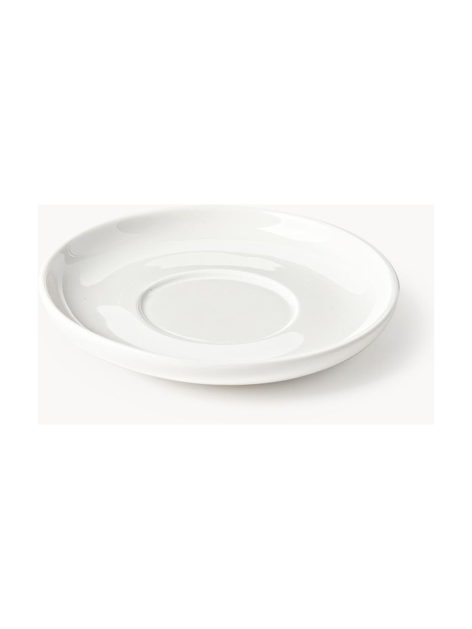 Tazas de café espresso de porcelana con platitos Nessa, 4 uds., Porcelana dura de alta calidad, esmaltada, Off White brillante, Ø 7 x Al 6 cm, 90 ml