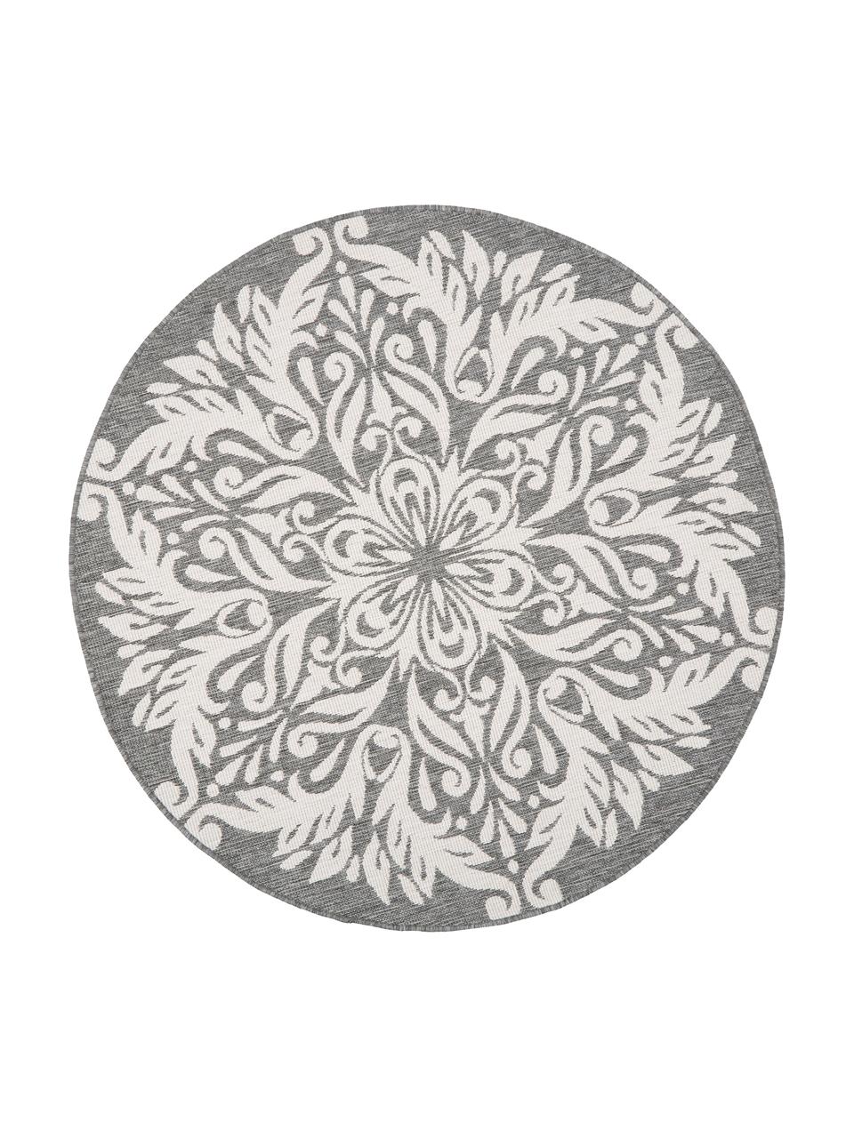 Kulatý vnitřní a venkovní oboustranný koberec Madrid, 100% polypropylen, Šedá, krémová, Ø 200 cm (velikost L)