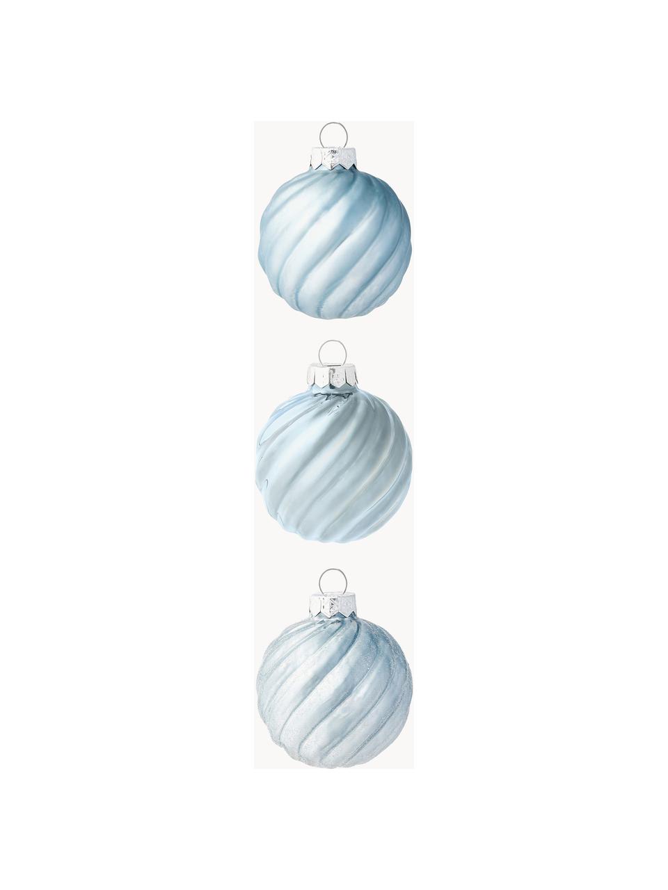 Bolas de Navidad Gabriela, 3 uds., Vidrio, Azul claro, Ø 6 x Al 6 cm