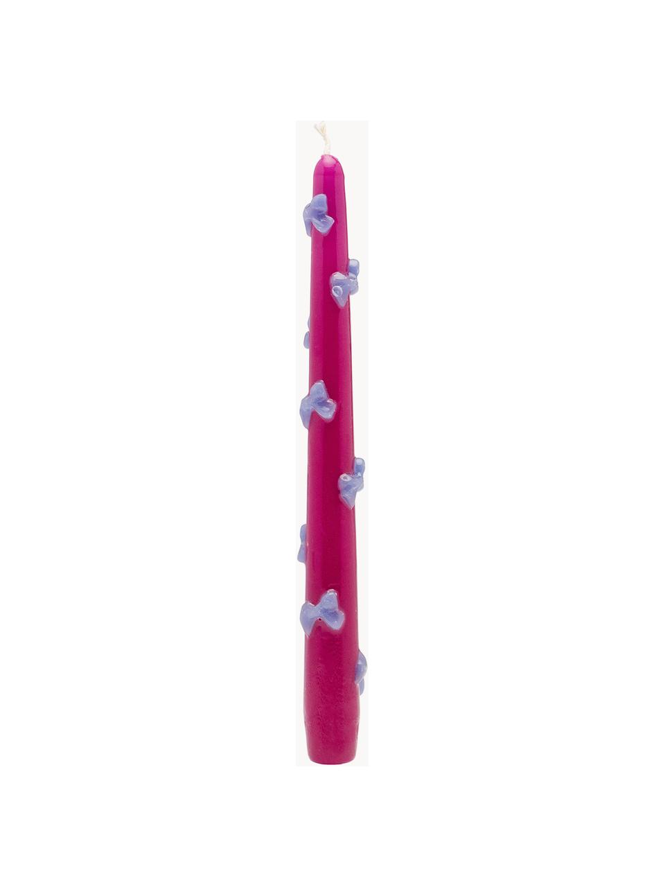 Ručne vyrobená dlhá sviečka Bows, 2 ks, Parafín, Ružová, levanduľová, Ø 2 x V 25 cm
