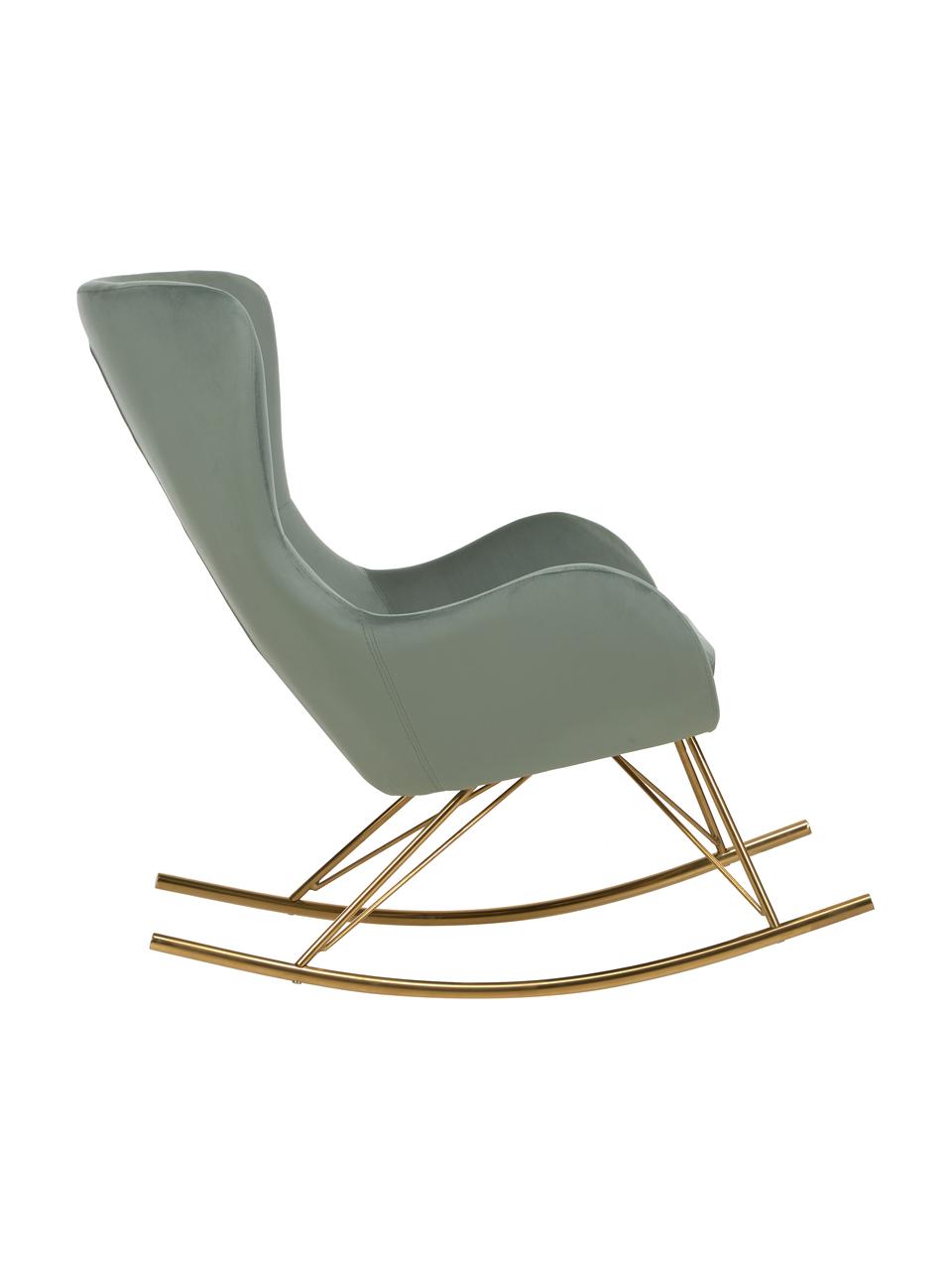 Fluwelen schommelstoel Wing met metalen poten, Bekleding: fluweel (polyester) Met 1, Frame: gegalvaniseerd metaal, Fluweel saliekleurig, goudkleurig, B 76 x D 108 cm