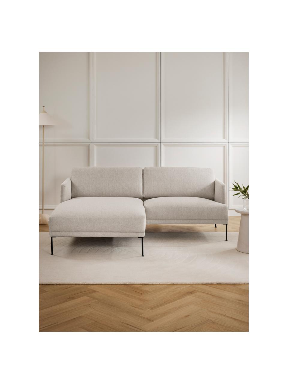 Divanetto angolare Fluente, Rivestimento: 100% polipropilene Con 23, Struttura: legno di pino massiccio, , Piedini: plastica, Tessuto beige chiaro, Larg. 198 x Prof. 152 cm, chaise-longue a sinistra