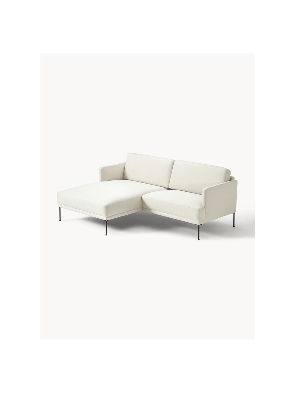 Kleines Ecksofa Fluente, Bezug: 100 % Polyester Der strap, Gestell: Massives Kiefernholz, Bir, Füße: Metall, pulverbeschichtet, Webstoff Hellbeige, B 198 x T 152 cm, Eckteil links