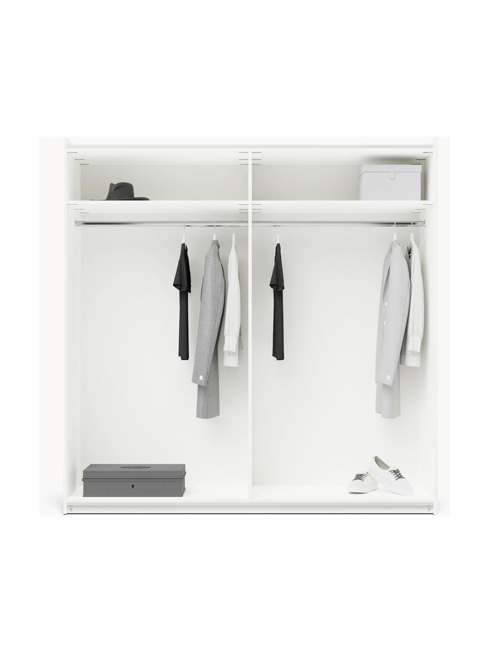 Modularer Schwebetürenschrank Leon, 200 cm Breite, mehrere Varianten, Korpus: Spanplatte, melaminbeschi, Weiss, Premium Interior, B 200 x H 236 cm