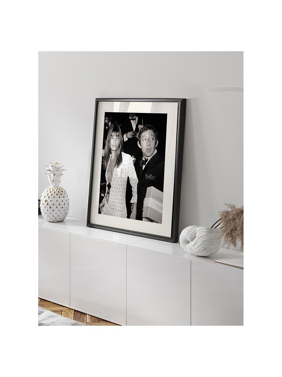 Photographie encadrée Serge Gainsbourg & Jane Birkin, Noir, blanc cassé, larg. 33 x haut. 43 cm