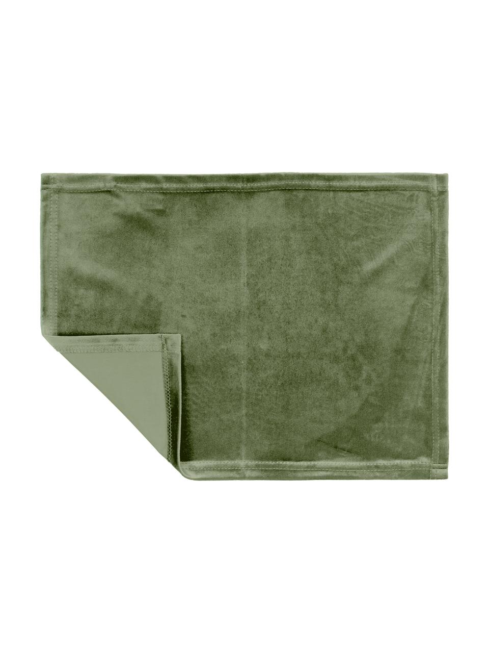 Samt-Tischsets Simone in Olivgrün, 2 Stück, 100% Polyestersamt, Olivgrün, 35 x 45 cm