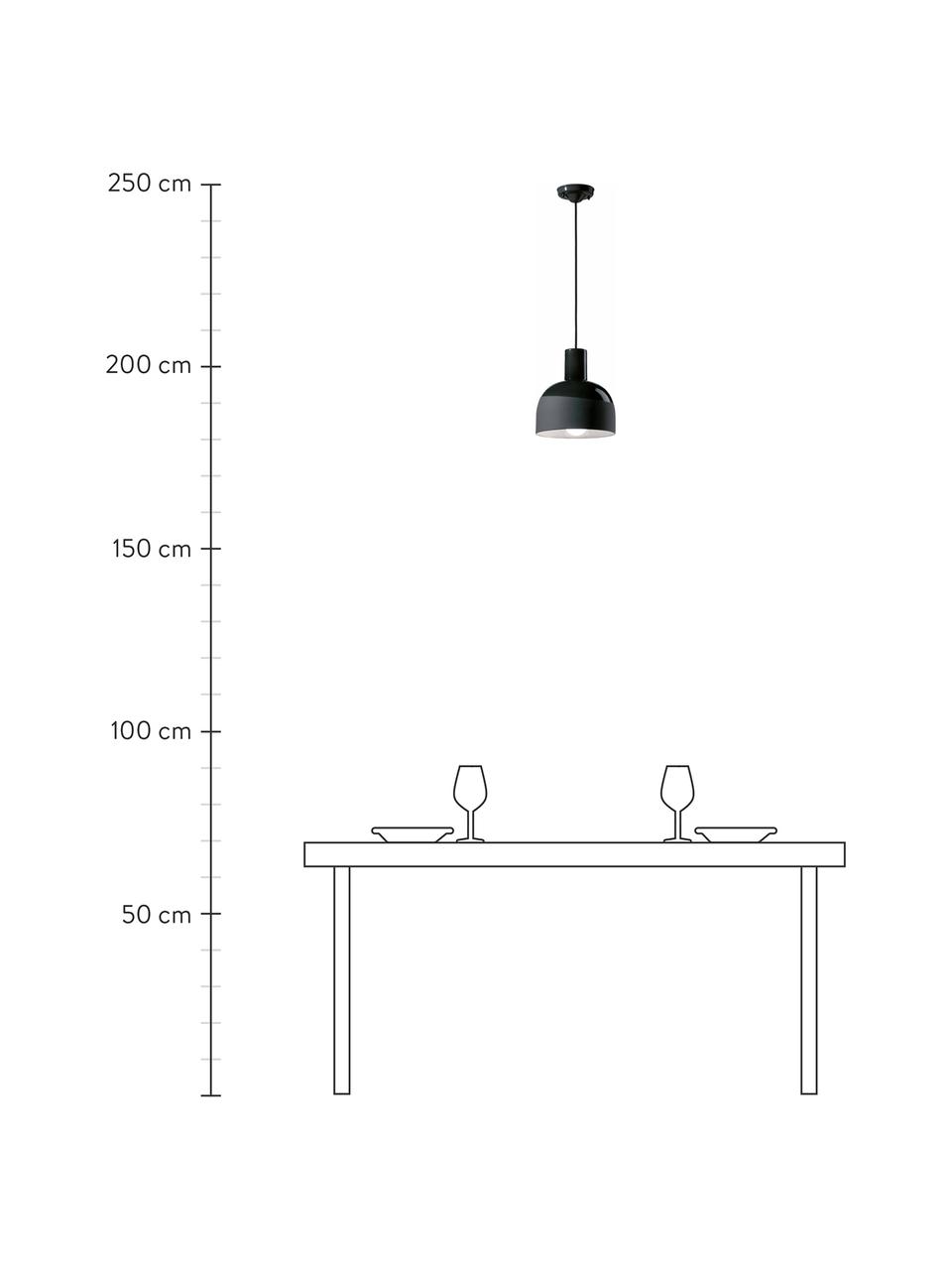 Kleine Keramik-Pendelleuchte Caxixi in Schwarz, Lampenschirm: Keramik, Baldachin: Keramik, Schwarz, Ø 22 x H 27 cm